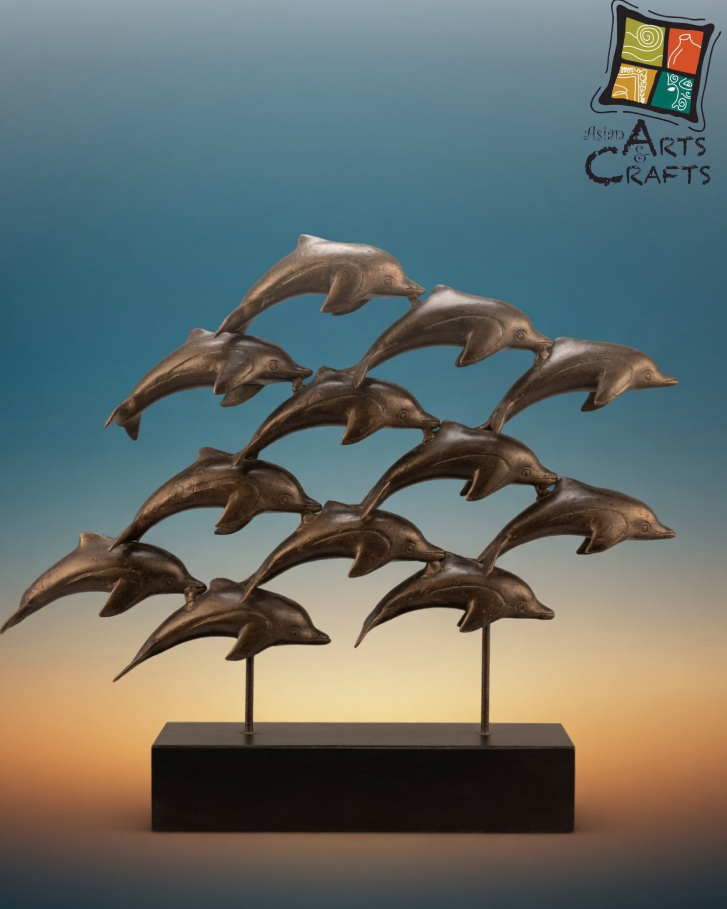 Bronze Multi Dolphins on base