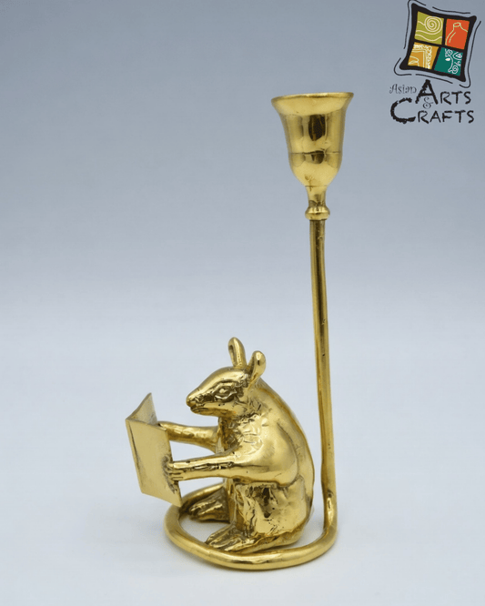 Bronze golden mouse candle stand
