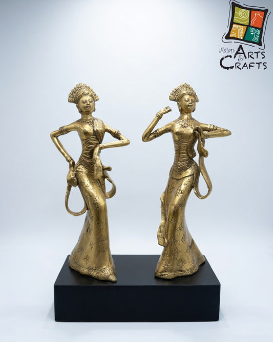Exquisite Bronze Twin Dancer Sculpture | Traditional Asian Art Decor