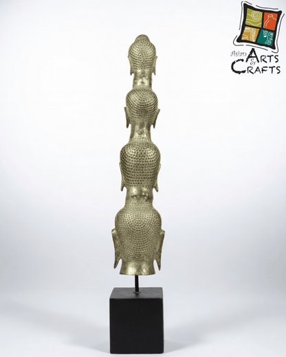 Bronze Buddha 4 head on base