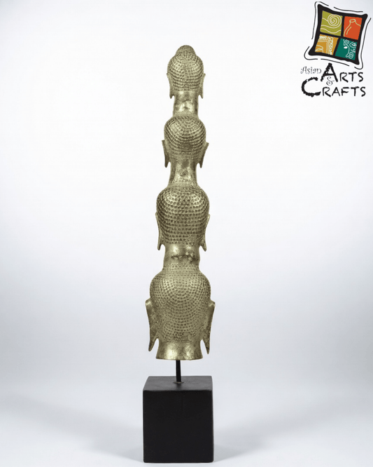 Bronze Buddha 4 head on base