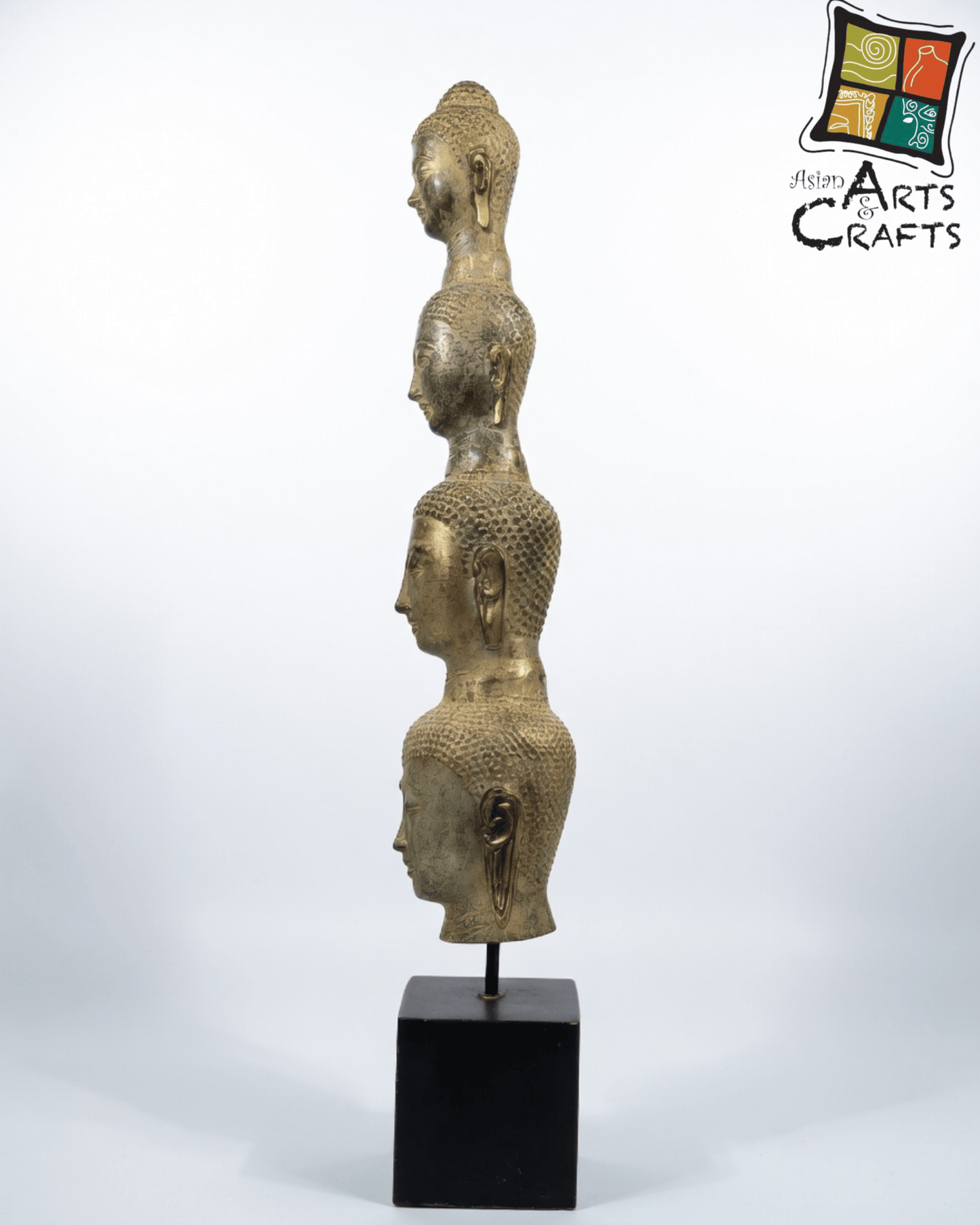 Bronze Buddha 4 head on base