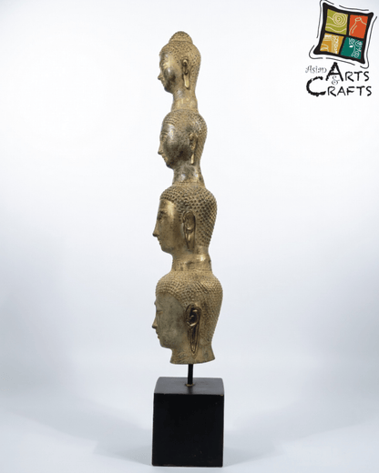 Bronze Buddha 4 head on base