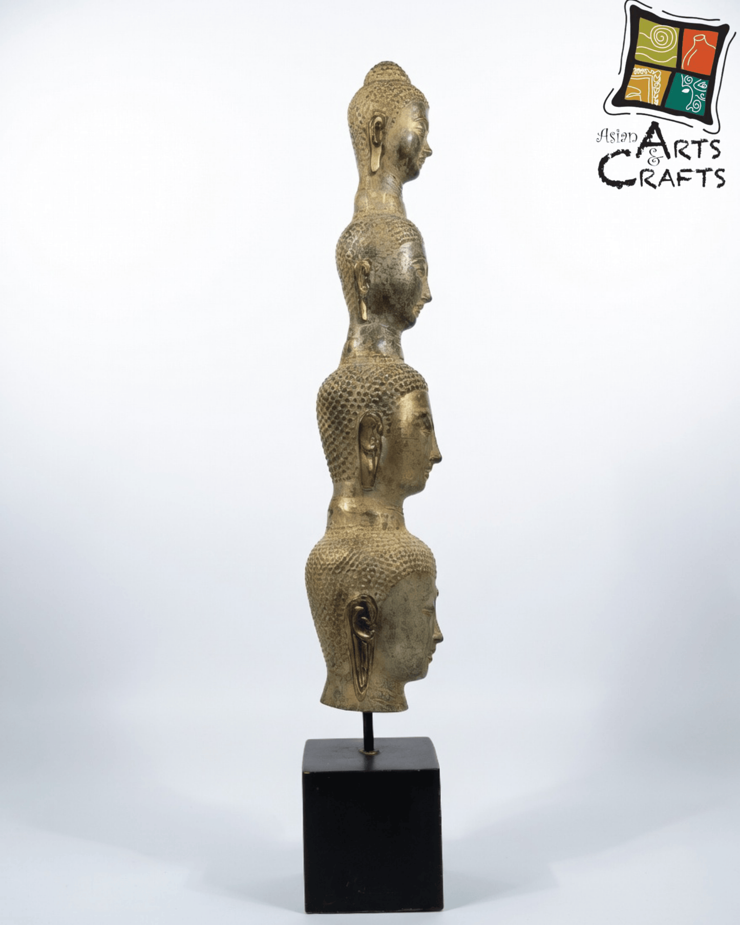 Bronze Buddha 4 head on base