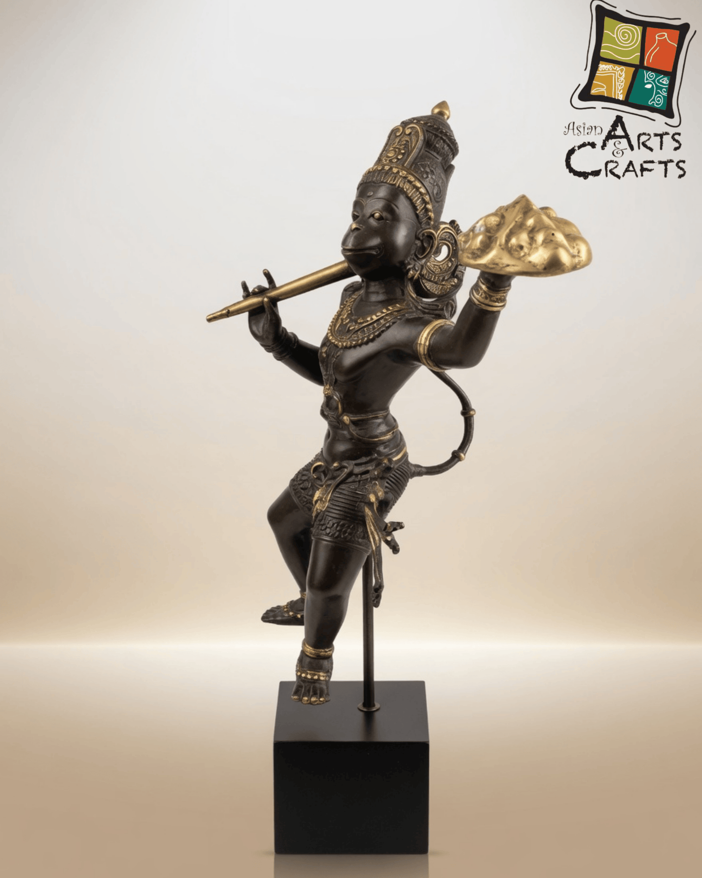 Bronze Flying Hanuman on Base