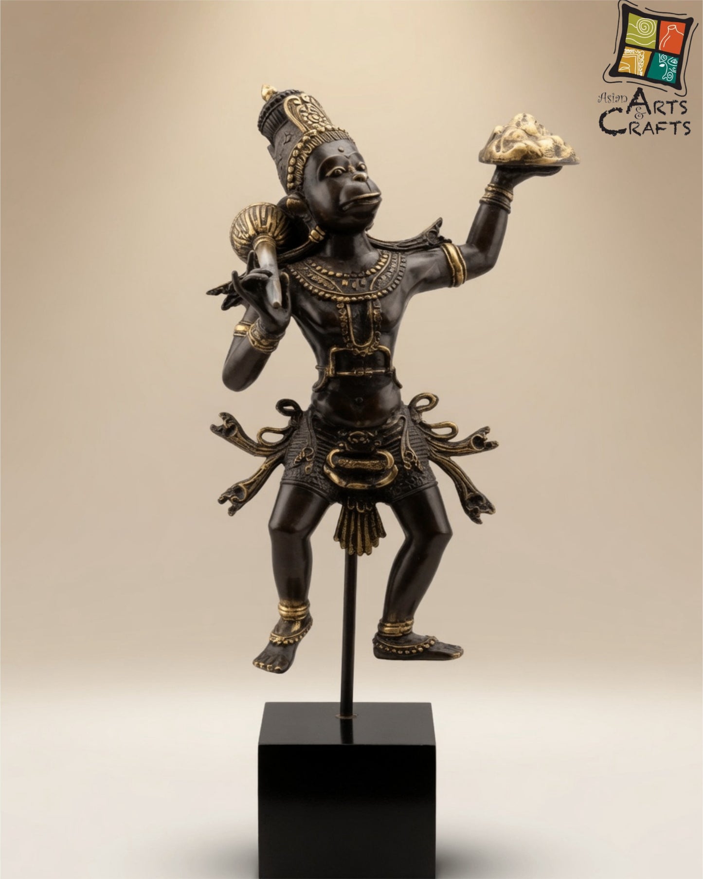 Bronze Flying Hanuman on Base