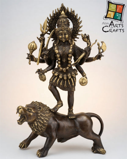 Bronze Kali on Lion