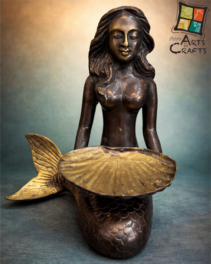 Bronze Mermaid with shell tray