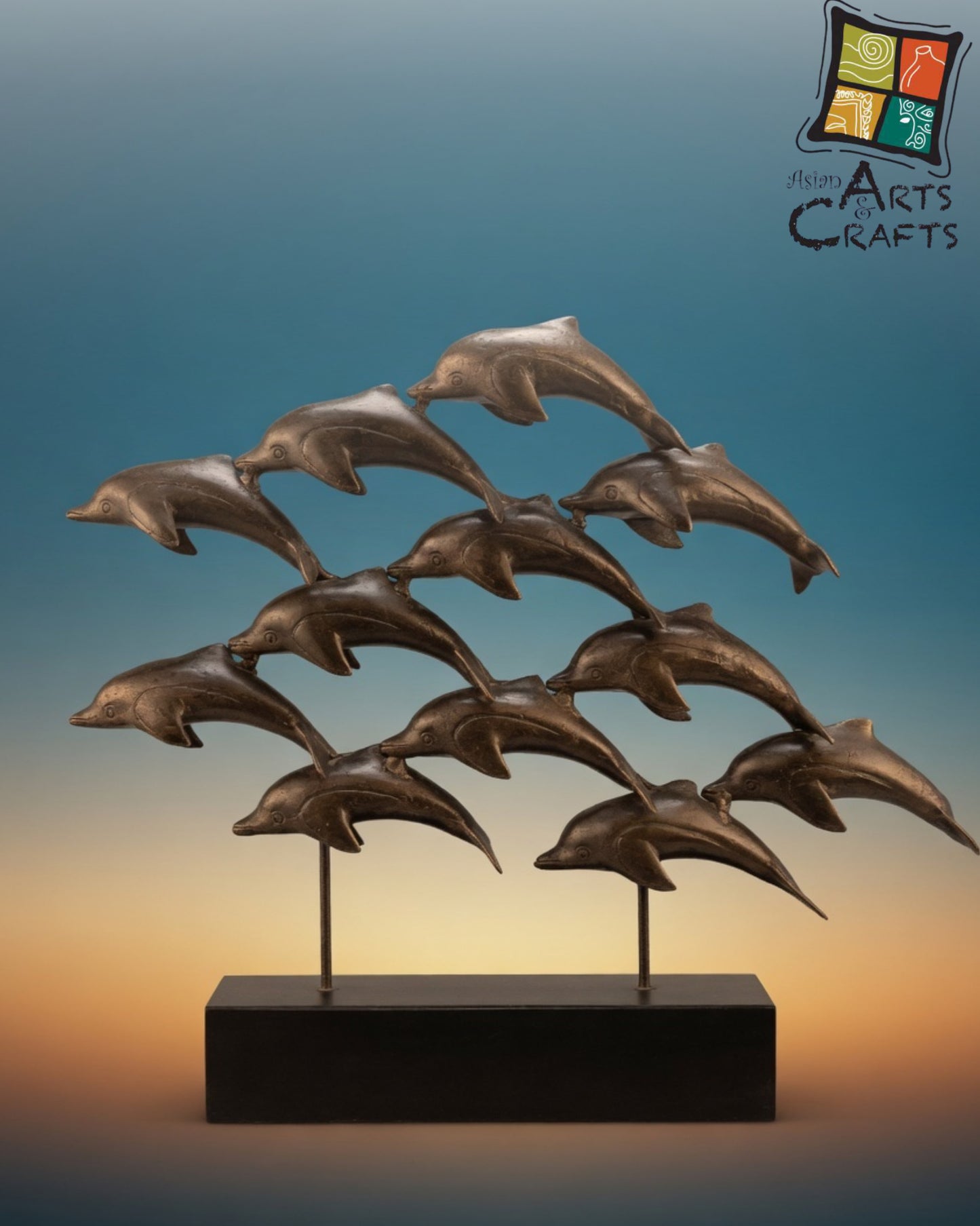 Bronze Multi Dolphins on base