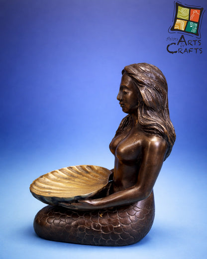 Bronze Mermaid with shell tray
