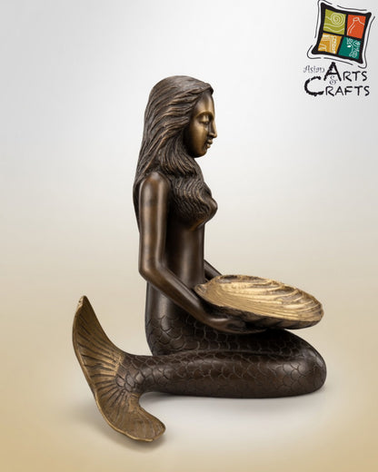 Bronze Mermaid with shell tray