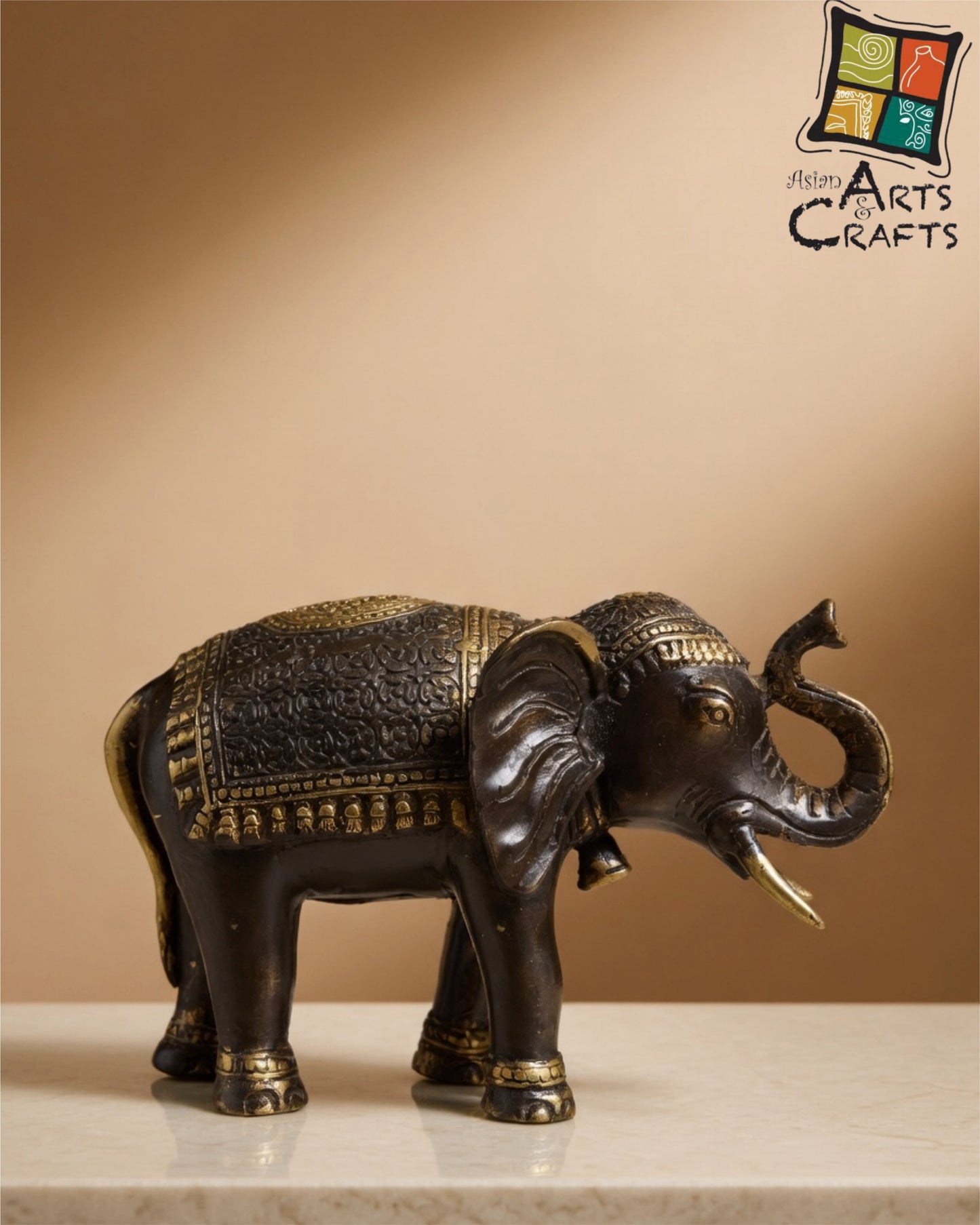 Bronze brown golden Elephant trun up