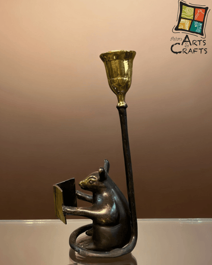 Bronze brown golden Mouse Candle stand
