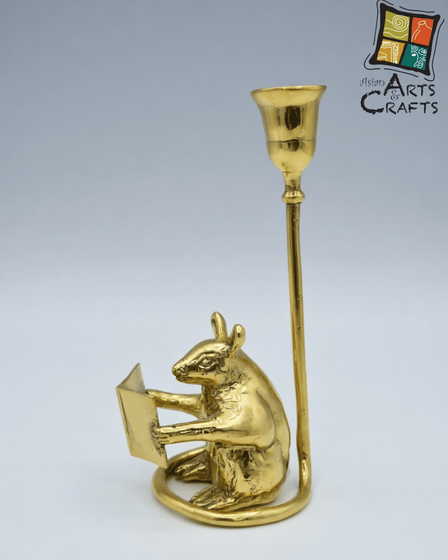 Bronze golden mouse candle stand