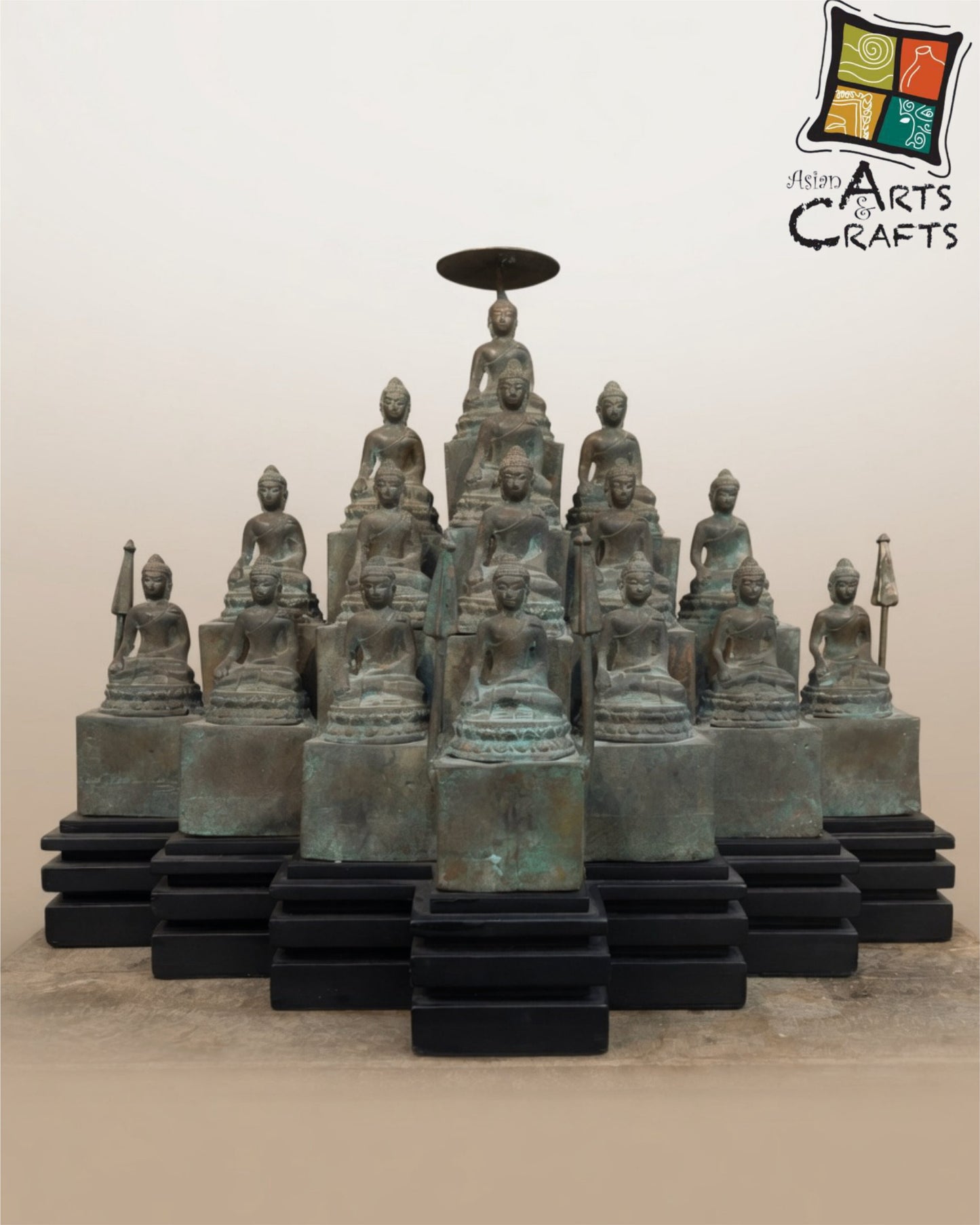 Bronze set of Borobudur Buddhas statues
