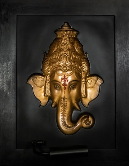 Ganesh Head Photo Frame Gold
