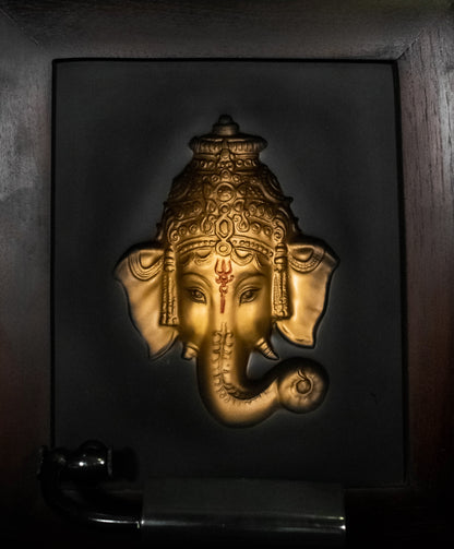 Ganesh Head Photo Frame Gold