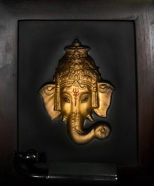 Ganesh Head Photo Frame Gold