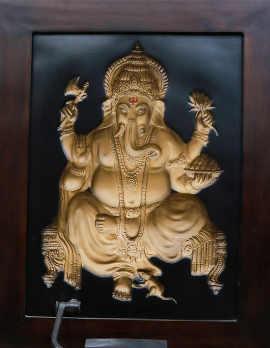 Ganesh Head Photo Frame Gold (Full)