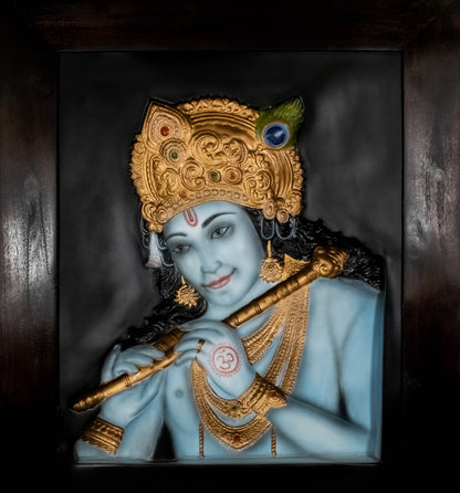 Lord Krishna with Flute 3D Wall Frame