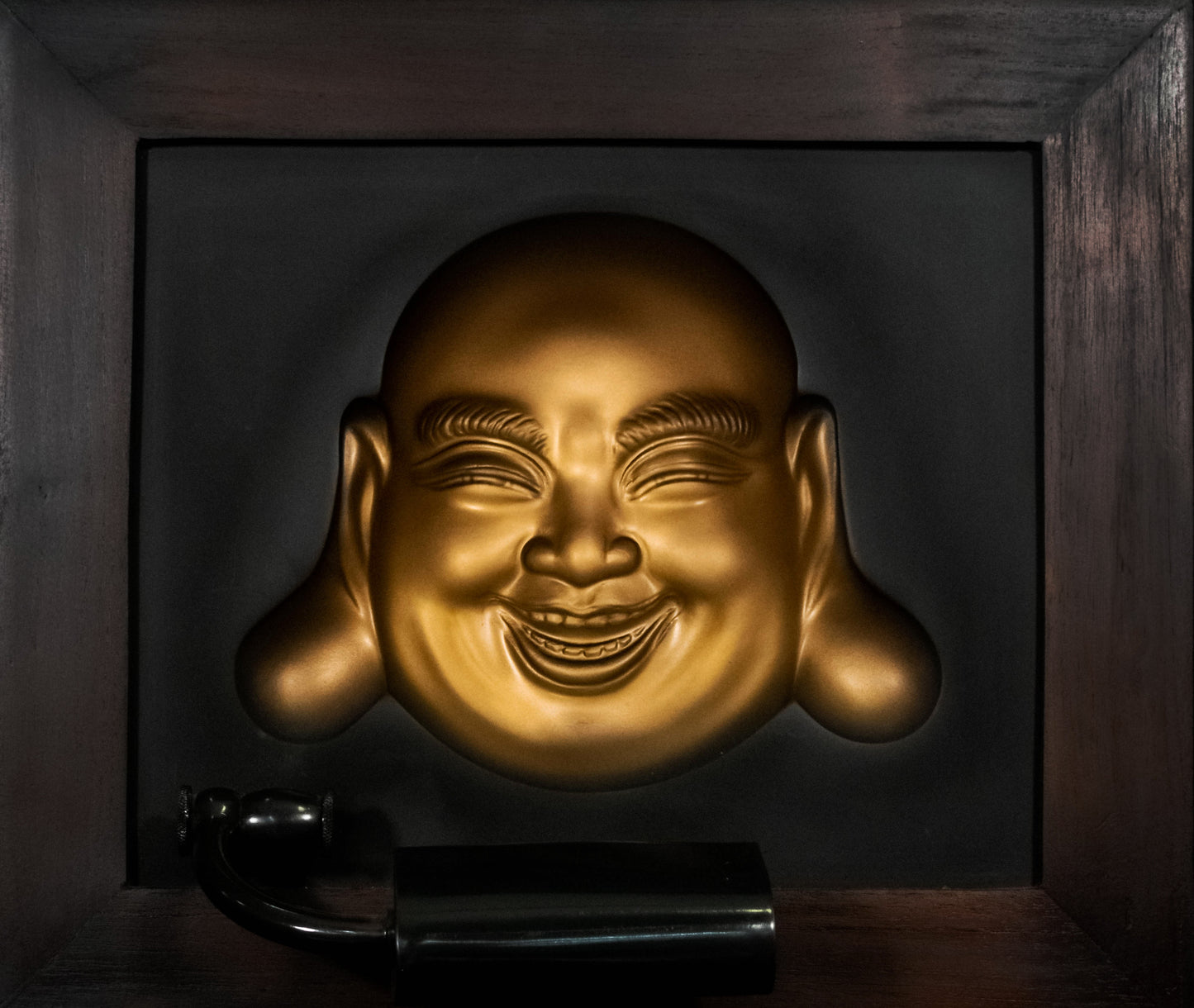 Golden Serenity: Laughing Buddha 3D Wall Art