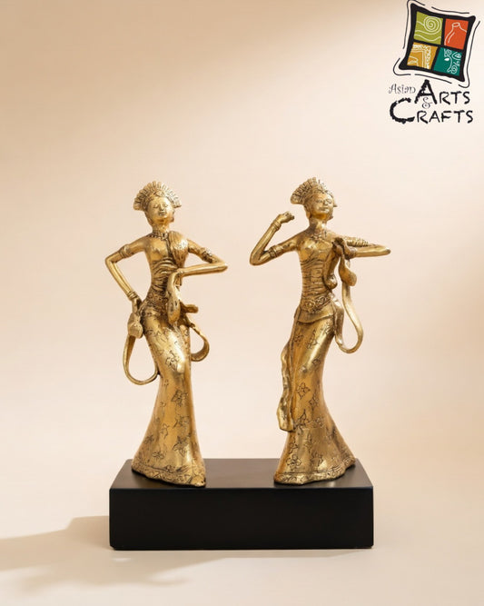 Exquisite Bronze Twin Dancer Sculpture | Traditional Asian Art Decor