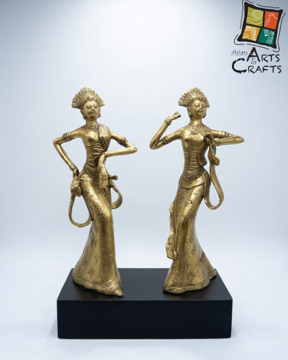 Exquisite Bronze Twin Dancer Sculpture | Traditional Asian Art Decor
