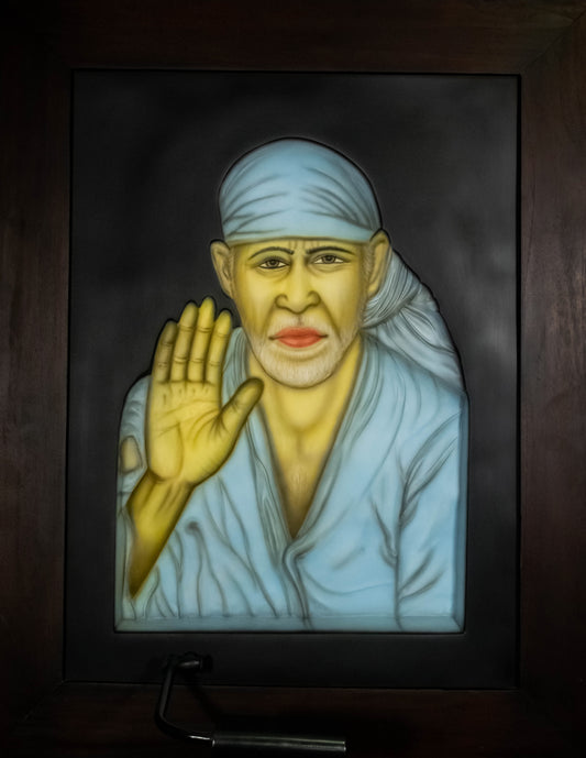 Shirdi Sai Baba 3D Relief Wall Frame (Colored)