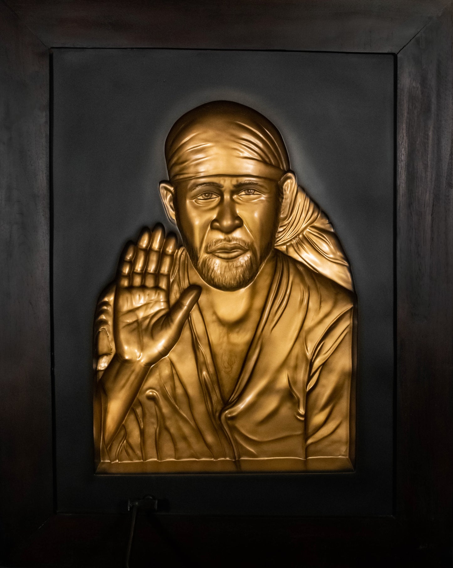 Sai Baba Gold 3D Relief Wall Frame