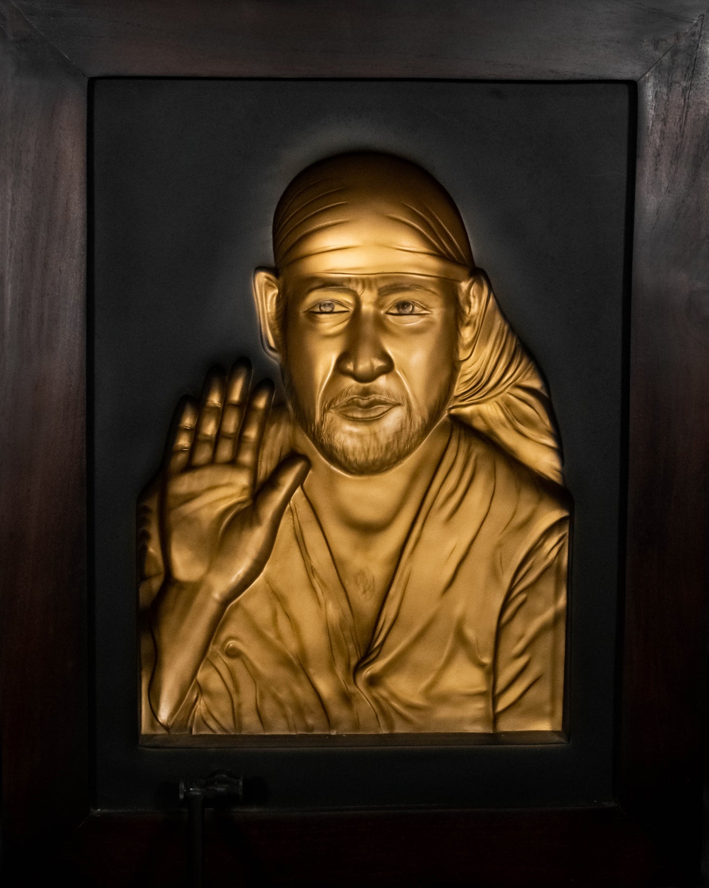 Sai Baba Gold 3D Relief Wall Frame