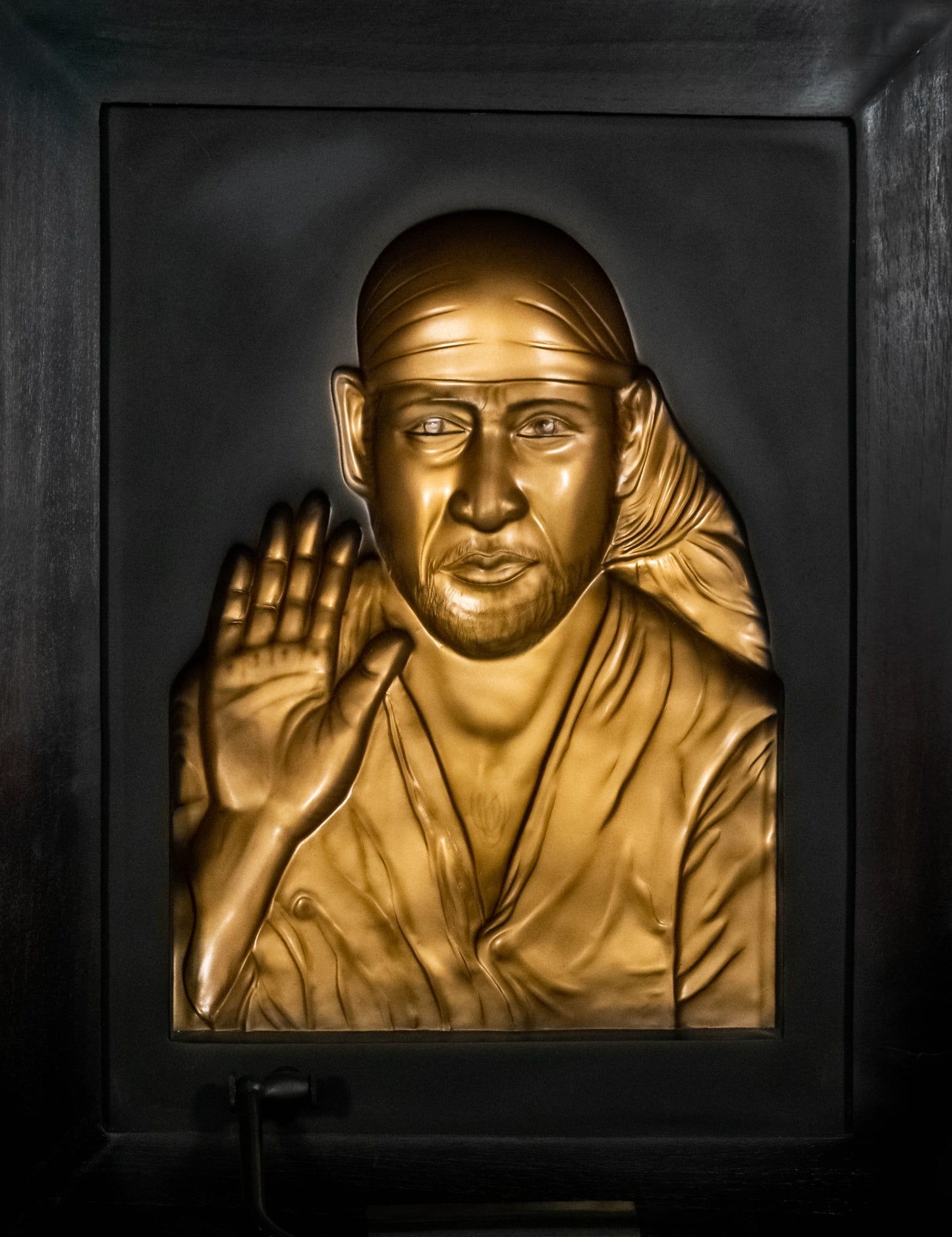 Sai Baba Gold 3D Relief Wall Frame