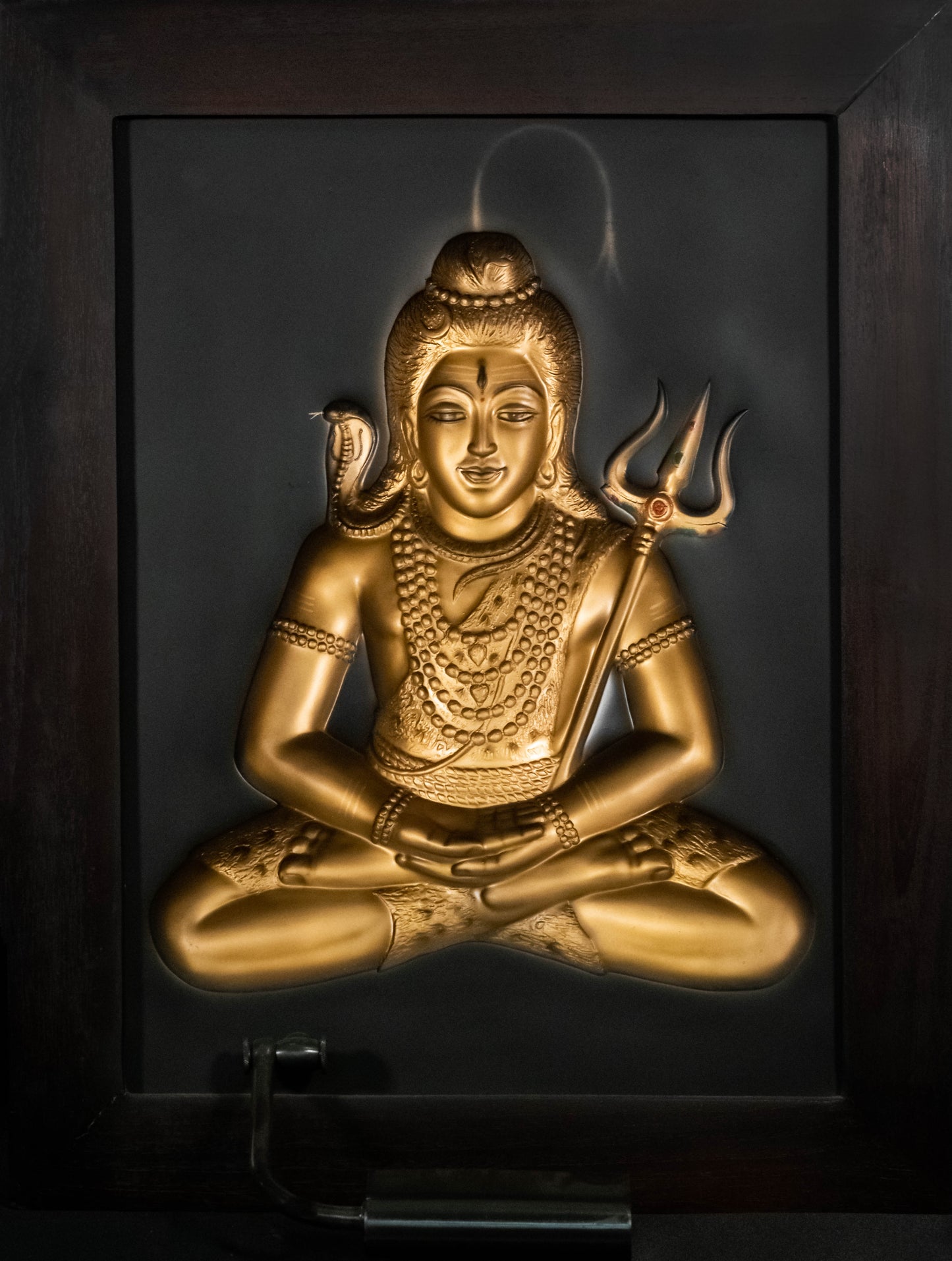 Golden Meditation: Lord Shiva 3D Relief Wall Frame (Gold)