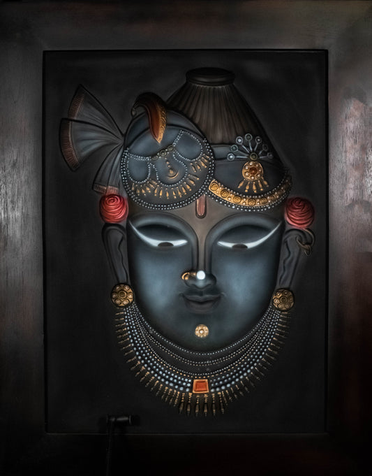 Divine Darshan: Shrinathji 3D Relief Wall Frame (Colored)