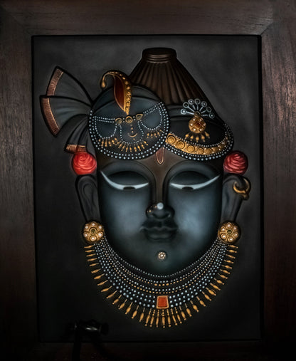 Divine Darshan: Shrinathji 3D Relief Wall Frame (Colored)