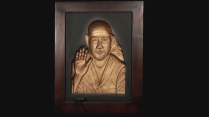 Sai Baba Gold 3D Relief Wall Frame
