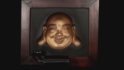 Golden Serenity: Laughing Buddha 3D Wall Art