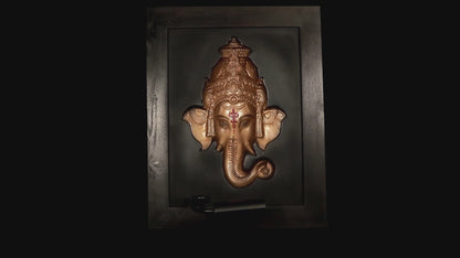 Ganesh Head Photo Frame Gold