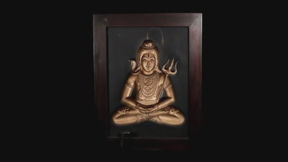 Golden Meditation: Lord Shiva 3D Relief Wall Frame (Gold)