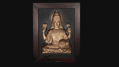 Divine Prosperity: Goddess Laxmi 3D Relief Wall Frame (Gold)