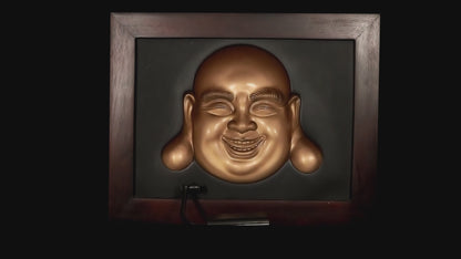 Golden Serenity: Laughing Buddha 3D Wall Art