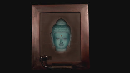Luminous Aqua Buddha Head 3D Frame